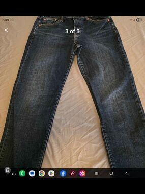 GAP Women's Girlfriend Mid Rise Straight-Leg Jeans - Dark Indigo Wash